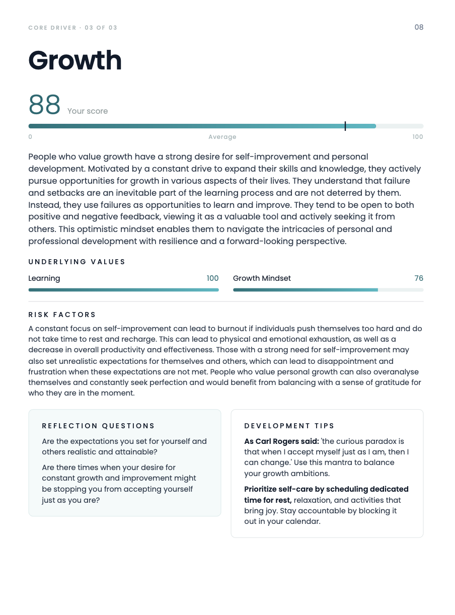 COA Growth deep-dive report page