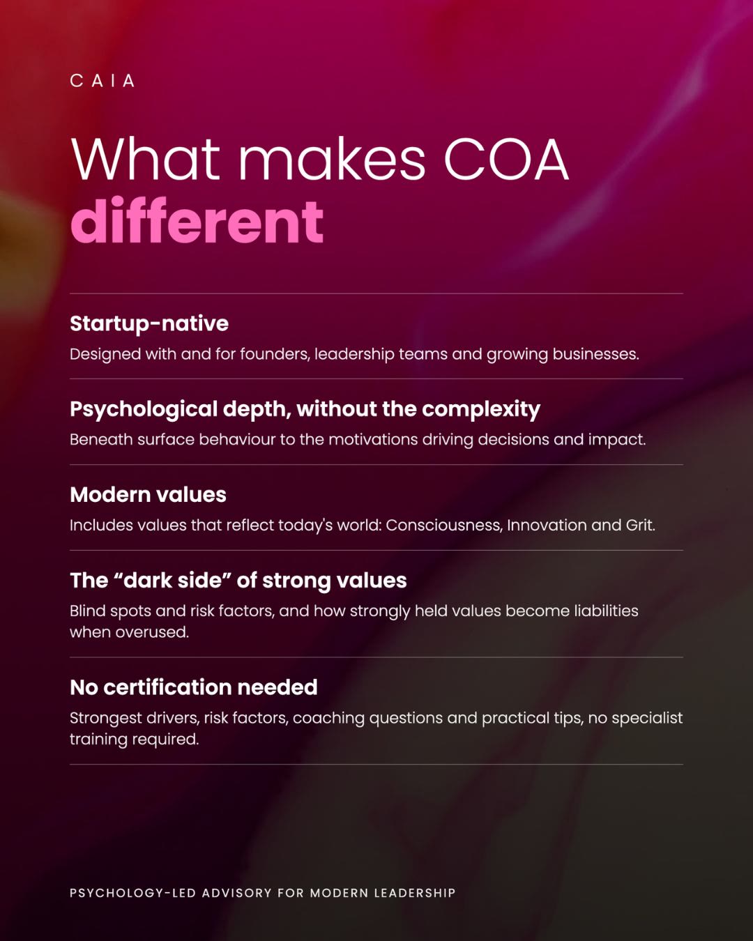 What makes COA different